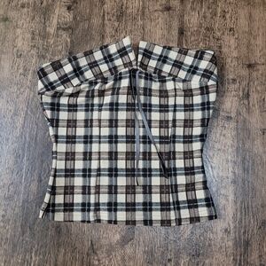 SHEIN Plaid Print Knot Front Zipper Back Slim Fit Bandeau Tube Top